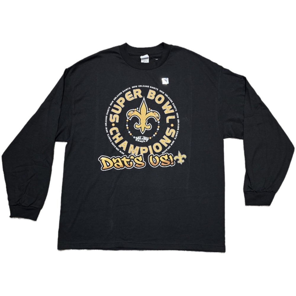 NEW Deadstock New Orleans Saints Superbowl Champions Mardi Gras T-Shirt Mens 2XL